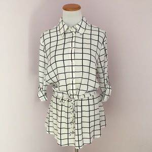 Lumiere Black and White Checkered Women's Top